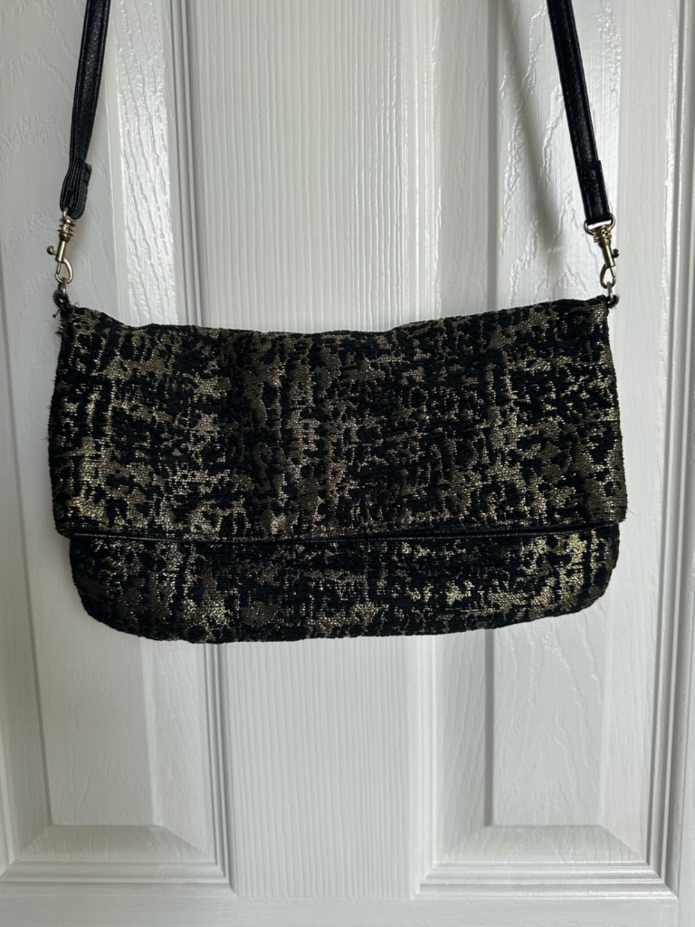 Black and Gold Metallic Evening Crossbody Bag